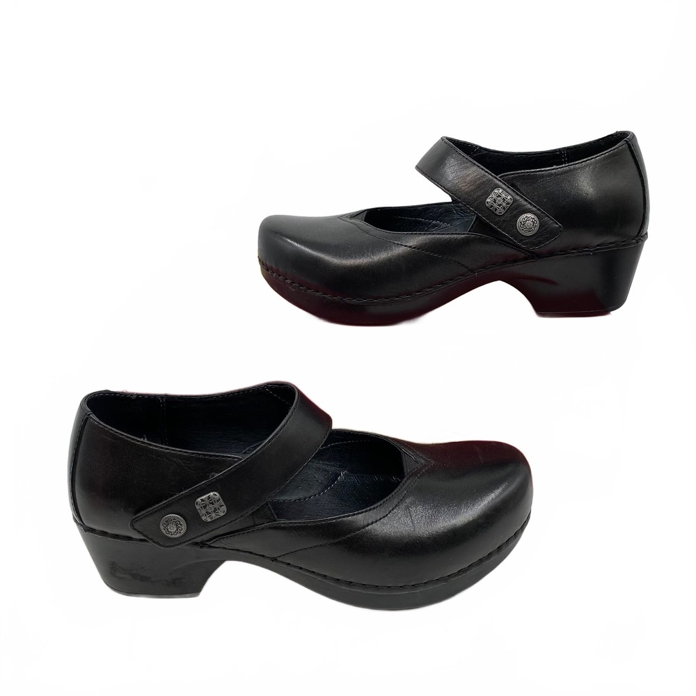 Dansko Black Leather Clog Mary Jane | EU 37 (US 7)